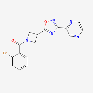 molecular formula C16H12BrN5O2 B2814515 (2-Bromophenyl)(3-(3-(pyrazin-2-yl)-1,2,4-oxadiazol-5-yl)azetidin-1-yl)methanone CAS No. 1324507-44-9