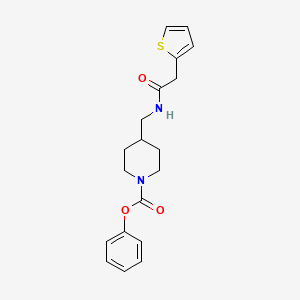 molecular formula C19H22N2O3S B2814518 Phenyl 4-((2-(thiophen-2-yl)acetamido)methyl)piperidine-1-carboxylate CAS No. 1235344-19-0