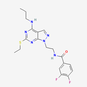 molecular formula C19H22F2N6OS B2814519 N-(2-(6-(ethylthio)-4-(propylamino)-1H-pyrazolo[3,4-d]pyrimidin-1-yl)ethyl)-3,4-difluorobenzamide CAS No. 946313-92-4
