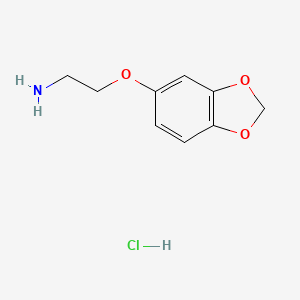 molecular formula C9H12ClNO3 B2814528 5-(2-aminoethoxy)-2H-1,3-benzodioxole hydrochloride CAS No. 1171507-54-2; 72955-85-2