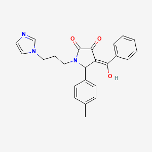 molecular formula C24H23N3O3 B2814535 (4E)-4-[hydroxy(phenyl)methylidene]-1-(3-imidazol-1-ylpropyl)-5-(4-methylphenyl)pyrrolidine-2,3-dione CAS No. 309270-92-6