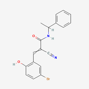 molecular formula C18H15BrN2O2 B2814536 3-(5-bromo-2-hydroxyphenyl)-2-cyano-N-(1-phenylethyl)prop-2-enamide CAS No. 365518-54-3