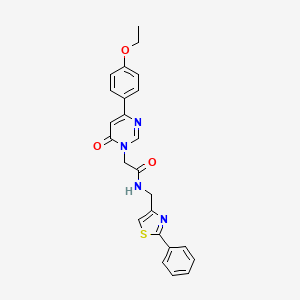 molecular formula C24H22N4O3S B2814537 2-(4-(4-ethoxyphenyl)-6-oxopyrimidin-1(6H)-yl)-N-((2-phenylthiazol-4-yl)methyl)acetamide CAS No. 1226458-85-0