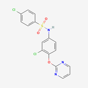 molecular formula C16H11Cl2N3O3S B2814540 4-chloro-N-[3-chloro-4-(2-pyrimidinyloxy)phenyl]benzenesulfonamide CAS No. 338413-28-8