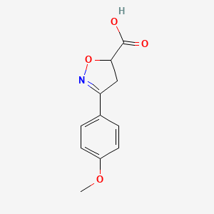 molecular formula C11H11NO4 B2814552 3-(4-Methoxyphenyl)-4,5-dihydro-1,2-oxazole-5-carboxylic acid CAS No. 473253-40-6