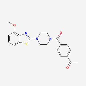 molecular formula C21H21N3O3S B2814562 1-(4-(4-(4-Methoxybenzo[d]thiazol-2-yl)piperazine-1-carbonyl)phenyl)ethanone CAS No. 897477-37-1