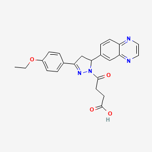 molecular formula C23H22N4O4 B2814581 4-(3-(4-ethoxyphenyl)-5-(quinoxalin-6-yl)-4,5-dihydro-1H-pyrazol-1-yl)-4-oxobutanoic acid CAS No. 1010914-55-2