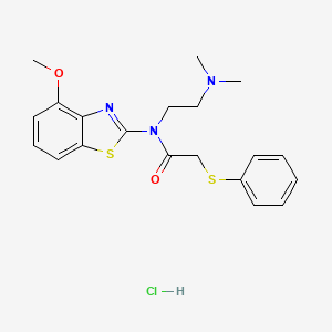 molecular formula C20H24ClN3O2S2 B2814582 盐酸N-(2-(二甲基氨基)乙基)-N-(4-甲氧基苯并[d]噻唑-2-基)-2-(苯硫基)乙酰胺 CAS No. 1215474-44-4