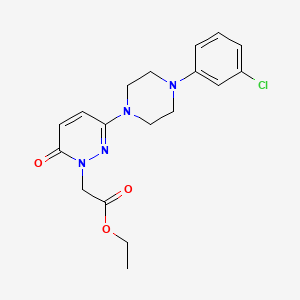 molecular formula C18H21ClN4O3 B2814585 ethyl {3-[4-(3-chlorophenyl)piperazin-1-yl]-6-oxopyridazin-1(6H)-yl}acetate CAS No. 1187037-89-3