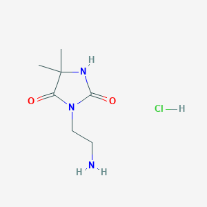 molecular formula C7H14ClN3O2 B2814587 3-(2-Aminoethyl)-5,5-dimethylimidazolidine-2,4-dione;hydrochloride CAS No. 921928-16-7
