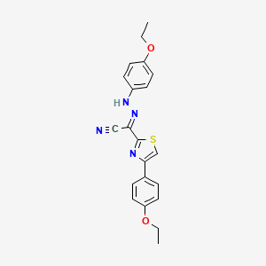 molecular formula C21H20N4O2S B2814592 (2E)-N-(4-ethoxyanilino)-4-(4-ethoxyphenyl)-1,3-thiazole-2-carboximidoyl cyanide CAS No. 477189-58-5