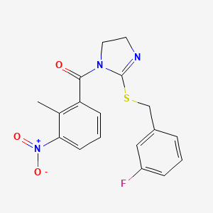 (2-((3-fluorobenzyl)thio)-4,5-dihydro-1H-imidazol-1-yl)(2-methyl-3-nitrophenyl)methanone