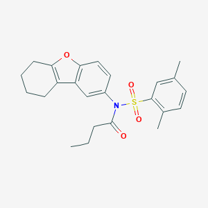 molecular formula C24H27NO4S B281462 N-[(2,5-dimethylphenyl)sulfonyl]-N-6,7,8,9-tetrahydrodibenzo[b,d]furan-2-ylbutanamide 