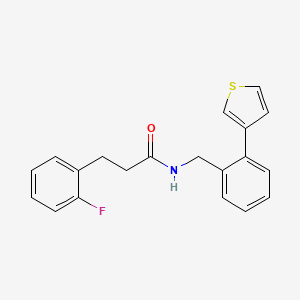 molecular formula C20H18FNOS B2814634 3-(2-fluorophenyl)-N-(2-(thiophen-3-yl)benzyl)propanamide CAS No. 1797713-65-5