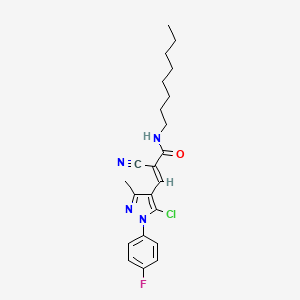 molecular formula C22H26ClFN4O B2814659 (E)-3-[5-氯-1-(4-氟苯基)-3-甲基吡唑-4-基]-2-氰基-N-辛基丙-2-烯酰胺 CAS No. 477524-24-6