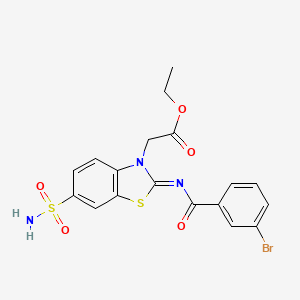 Ethyl 2-[2-(3-bromobenzoyl)imino-6-sulfamoyl-1,3-benzothiazol-3-yl]acetate