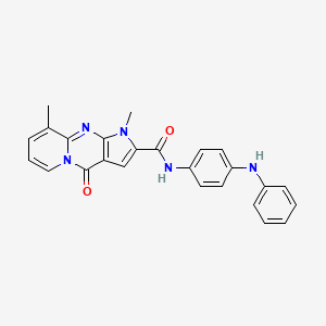 molecular formula C25H21N5O2 B2814697 1,9-dimethyl-4-oxo-N-(4-(phenylamino)phenyl)-1,4-dihydropyrido[1,2-a]pyrrolo[2,3-d]pyrimidine-2-carboxamide CAS No. 864855-86-7