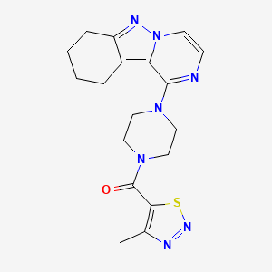 molecular formula C18H21N7OS B2814701 (4-Methyl-1,2,3-thiadiazol-5-yl)(4-(7,8,9,10-tetrahydropyrazino[1,2-b]indazol-1-yl)piperazin-1-yl)methanone CAS No. 2034445-27-5