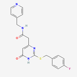 molecular formula C19H17FN4O2S B2814705 2-(2-((4-fluorobenzyl)thio)-6-oxo-1,6-dihydropyrimidin-4-yl)-N-(pyridin-4-ylmethyl)acetamide CAS No. 1040645-40-6
