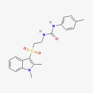 molecular formula C20H23N3O3S B2814707 1-(2-((1,2-dimethyl-1H-indol-3-yl)sulfonyl)ethyl)-3-(p-tolyl)urea CAS No. 946350-78-3