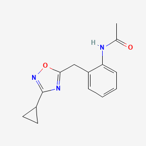molecular formula C14H15N3O2 B2814708 N-(2-((3-cyclopropyl-1,2,4-oxadiazol-5-yl)methyl)phenyl)acetamide CAS No. 1788770-72-8