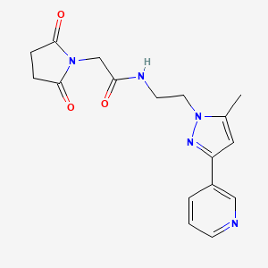 molecular formula C17H19N5O3 B2814715 2-(2,5-二氧代吡咯烷-1-基)-N-(2-(5-甲基-3-(吡啶-3-基)-1H-吡唑-1-基)乙基)乙酰胺 CAS No. 2034289-27-3