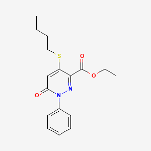 molecular formula C17H20N2O3S B2814720 Ethyl 4-(butylsulfanyl)-6-oxo-1-phenyl-1,6-dihydro-3-pyridazinecarboxylate CAS No. 339031-45-7