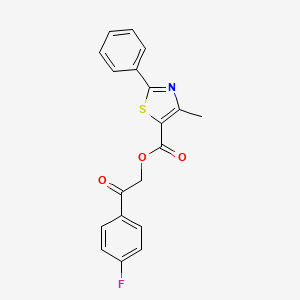 molecular formula C19H14FNO3S B2814721 2-(4-Fluorophenyl)-2-oxoethyl 4-methyl-2-phenyl-1,3-thiazole-5-carboxylate CAS No. 886134-26-5