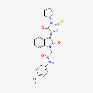 2-[(3Z)-3-(3-cyclopentyl-4-oxo-2-thioxo-1,3-thiazolidin-5-ylidene)-2-oxo-2,3-dihydro-1H-indol-1-yl]-N-(4-methoxyphenyl)acetamide