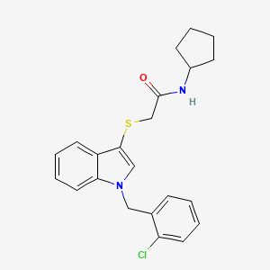 molecular formula C22H23ClN2OS B2814739 2-[1-[(2-chlorophenyl)methyl]indol-3-yl]sulfanyl-N-cyclopentylacetamide CAS No. 919716-93-1
