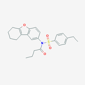 molecular formula C24H27NO4S B281474 N-[(4-ethylphenyl)sulfonyl]-N-6,7,8,9-tetrahydrodibenzo[b,d]furan-2-ylbutanamide 