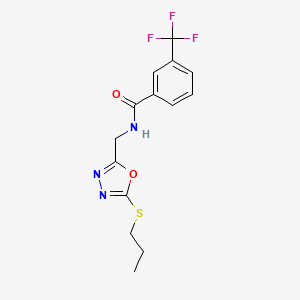 molecular formula C14H14F3N3O2S B2814754 N-[(5-丙基硫代-1,3,4-噁二唑-2-基)甲基]-3-(三氟甲基)苯甲酰胺 CAS No. 941948-74-9