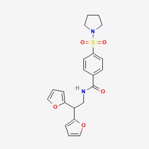 N-[2,2-Bis(furan-2-yl)ethyl]-4-pyrrolidin-1-ylsulfonylbenzamide