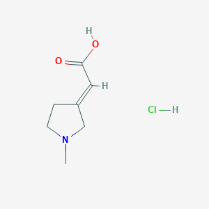 molecular formula C7H12ClNO2 B2814760 2-(1-Methylpyrrolidin-3-ylidene)acetic acid hydrochloride CAS No. 1909358-90-2