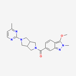 molecular formula C21H24N6O2 B2814769 (3-Methoxy-2-methylindazol-6-yl)-[2-(4-methylpyrimidin-2-yl)-1,3,3a,4,6,6a-hexahydropyrrolo[3,4-c]pyrrol-5-yl]methanone CAS No. 2415622-44-3