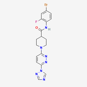molecular formula C18H17BrFN7O B2814775 1-(6-(1H-1,2,4-triazol-1-yl)pyridazin-3-yl)-N-(4-bromo-2-fluorophenyl)piperidine-4-carboxamide CAS No. 1797283-09-0