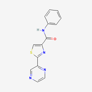 molecular formula C14H10N4OS B2814780 N-phenyl-2-(pyrazin-2-yl)thiazole-4-carboxamide CAS No. 1235056-62-8