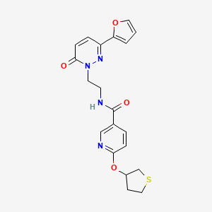 molecular formula C20H20N4O4S B2814792 N-(2-(3-(furan-2-yl)-6-oxopyridazin-1(6H)-yl)ethyl)-6-((tetrahydrothiophen-3-yl)oxy)nicotinamide CAS No. 2034394-58-4