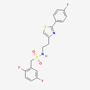 molecular formula C18H15F3N2O2S2 B2814803 1-(2,5-difluorophenyl)-N-(2-(2-(4-fluorophenyl)thiazol-4-yl)ethyl)methanesulfonamide CAS No. 1396847-20-3