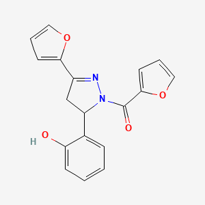 furan-2-yl(3-(furan-2-yl)-5-(2-hydroxyphenyl)-4,5-dihydro-1H-pyrazol-1-yl)methanone