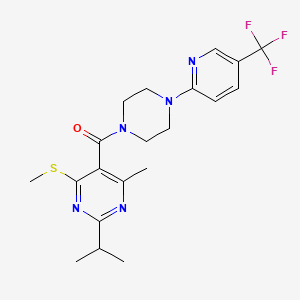 molecular formula C20H24F3N5OS B2814826 4-Methyl-6-(methylsulfanyl)-2-(propan-2-yl)-5-{4-[5-(trifluoromethyl)pyridin-2-yl]piperazine-1-carbonyl}pyrimidine CAS No. 1607275-25-1