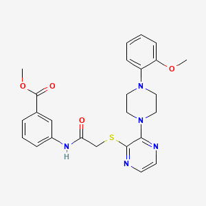 molecular formula C25H27N5O4S B2814830 甲基3-(2-((3-(4-(2-甲氧基苯基)哌嗪-1-基)吡嘧啶-2-基)硫)乙酰氨基)苯甲酸乙酯 CAS No. 1116038-27-7