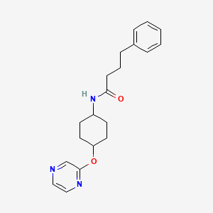 molecular formula C20H25N3O2 B2814837 4-phenyl-N-((1r,4r)-4-(pyrazin-2-yloxy)cyclohexyl)butanamide CAS No. 2034450-97-8