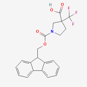 molecular formula C21H18F3NO4 B2814838 1-[(9H-fluoren-9-ylmethoxy)carbonyl]-3-(trifluoromethyl)pyrrolidine-3-carboxylic acid CAS No. 1340420-16-7