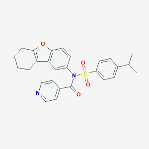 molecular formula C27H26N2O4S B281484 N-[(4-isopropylphenyl)sulfonyl]-N-6,7,8,9-tetrahydrodibenzo[b,d]furan-2-ylisonicotinamide 