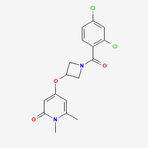molecular formula C17H16Cl2N2O3 B2814841 4-((1-(2,4-二氯苯甲酰)吖唑啉-3-基氧基)-1,6-二甲基吡啶-2(1H)-酮 CAS No. 2034386-24-6