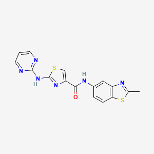 molecular formula C16H12N6OS2 B2814846 N-(2-甲基苯并[d]噻唑-5-基)-2-(嘧啶-2-基氨基)噻唑-4-甲酰胺 CAS No. 1251563-34-4