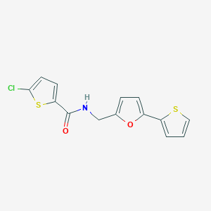 molecular formula C14H10ClNO2S2 B2814854 5-chloro-N-((5-(thiophen-2-yl)furan-2-yl)methyl)thiophene-2-carboxamide CAS No. 2034599-80-7