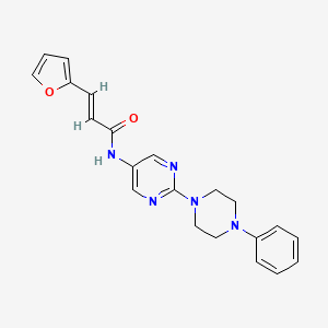 molecular formula C21H21N5O2 B2814863 (E)-3-(furan-2-yl)-N-(2-(4-phenylpiperazin-1-yl)pyrimidin-5-yl)acrylamide CAS No. 1396892-19-5