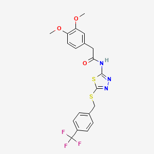 molecular formula C20H18F3N3O3S2 B2814864 2-(3,4-二甲氧基苯基)-N-(5-((4-(三氟甲基)苯基硫基)-1,3,4-噻二唑-2-基)乙酰胺 CAS No. 476464-40-1